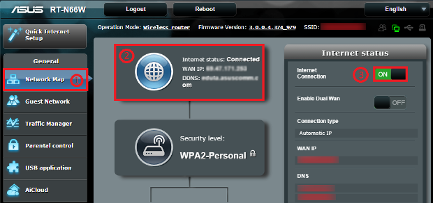 Router reconnect screen